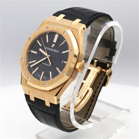 audemars piguet royal oak leather gold strap|Audemars Piguet with rubber strap.